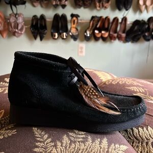 NEW Clarks Black suede wallabees moccasin boot